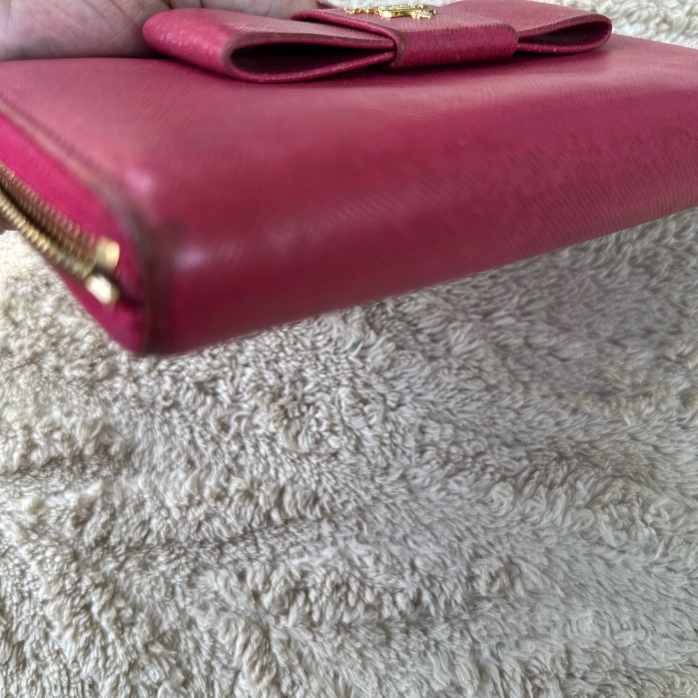 Prada Saffiano Bow Zip Around Wallet this is used please see all pictures - Picture 5 of 11